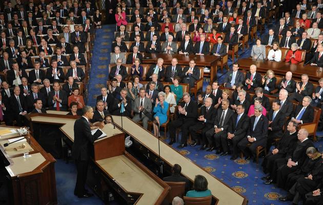 Barack Obama lors de son discours sur l'état de l'Union le 12 février 2013 à Washington [Mandel Ngan / AFP]