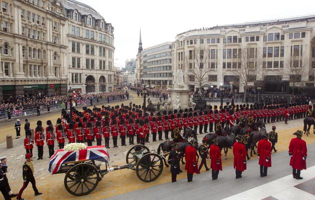 Passage du cercueil de Margaret Thatcher le 17 avril 2013 à Londres [Joel Ryan / Pool/AFP]