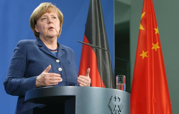 Angela Merkel donne une conférence de presse avec le Premier ministre chinois Li Keqiang, le 26 mai 2013 à Berlin [Adam Berry / AFP]