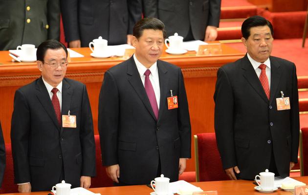 Le vice-président Xi Jinping (c), lors du 18e congrès du Parti communiste chinois, le 8 novembre 2012 à Pékin [Wang Zhao / AFP]