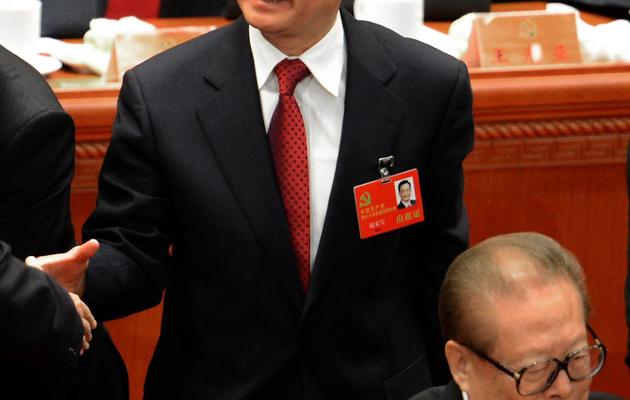 Le Premier ministre chinois Wen Jiabao (c), à l'ouverture du 18e congrès du Parti communiste chinois, le 8 novembre 2012 à Pékin [Goh Chai Hin / AFP]