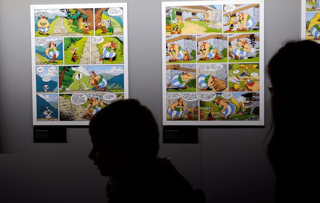 Des planches d'Astérix et Obélix exposées au Festival de la BD d'Angoulême, le 31 janvier 2013 [Jean-Pierre Muller / AFP]