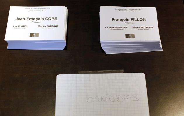 Bulletins de vote pour départager François Fillon et Jean-François Copé dans la course à la présidence de l'UMP, le 18 novembre 2012 à Paris [Thomas Coex / AFP]