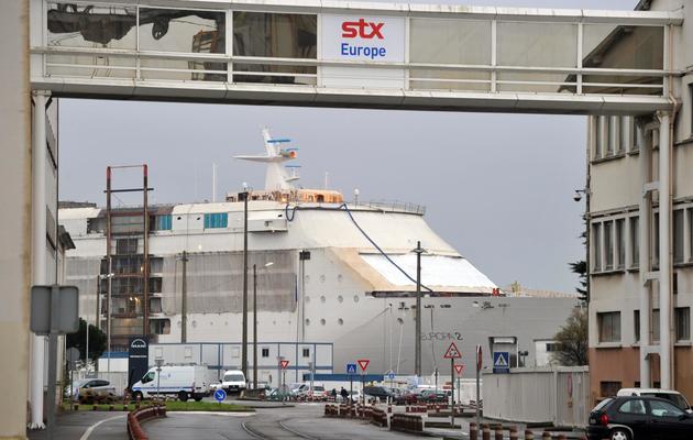 Le navire Europa 2 en construction aux chantiers navals de Saint-Nazaire le 28 décembre 2012 [Frank Perry / AFP]