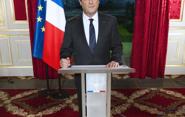 Le président François Hollande présente ses voeux à ses concitoyens, le 31 décembre 2012, depuis l'Elysée [Lionel Bonaventure / AFP]