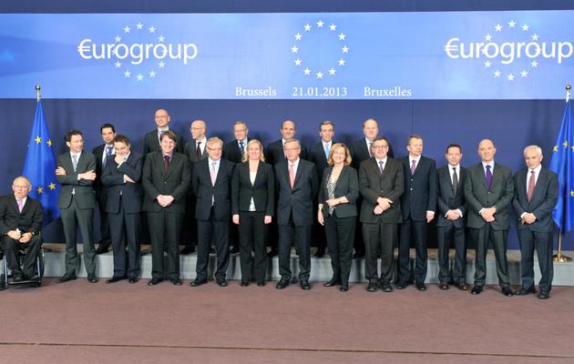 Photo de famille des ministres des Finances de l'Eurogroupe, le 21 janvier 2013 à Bruxelles [Georges Gobet / AFP]