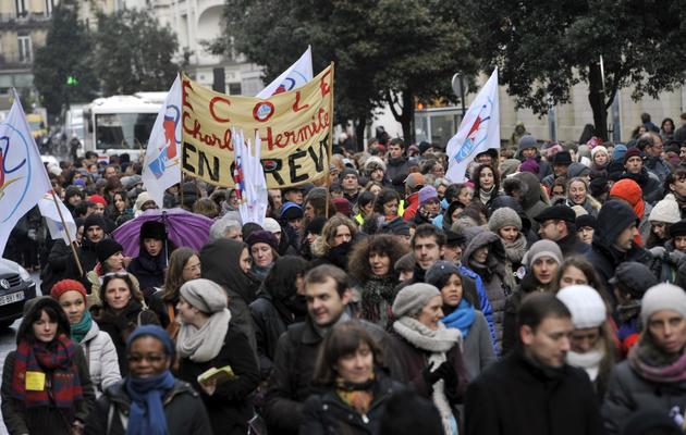 Manifestation d'enseignants contre les modalités de la réforme des rythmes scolaires, le 22 janvier 2013 à Paris [Mehdi Fedouach / AFP]