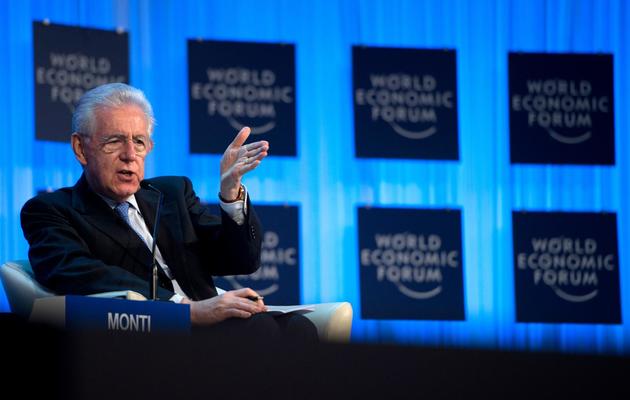Le chef du gouvernement italien, Mario Monti, à Davos, en Suisse, le 23 janvier 2013 [Johannes Eisele / AFP]
