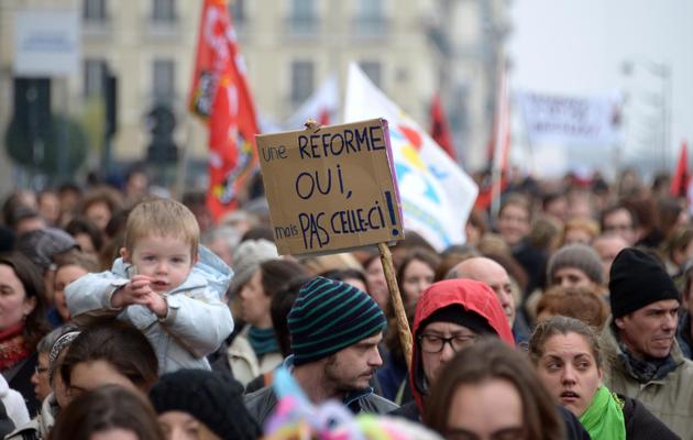 Manifestation contre la réforme des rythmes scolaires le 12 février 2013 à Rennes [Damien Meyer / AFP/Archives]