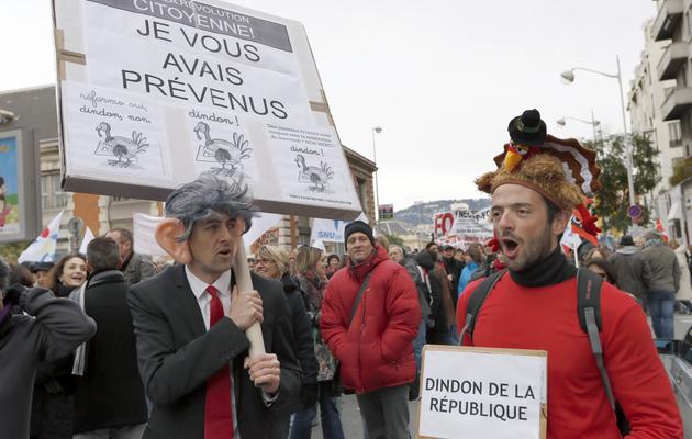 Manifestation d'enseignants le 12 février 2013 à Nice [Valery Hache / AFP]