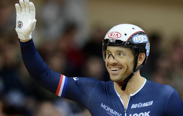 Le Français François Pervis, médaille de bronze de vitesse aux Championnats du monde de cyclisme sur piste le 24 février 2013 à Minsk [Kirill Kudryavtsev / AFP]