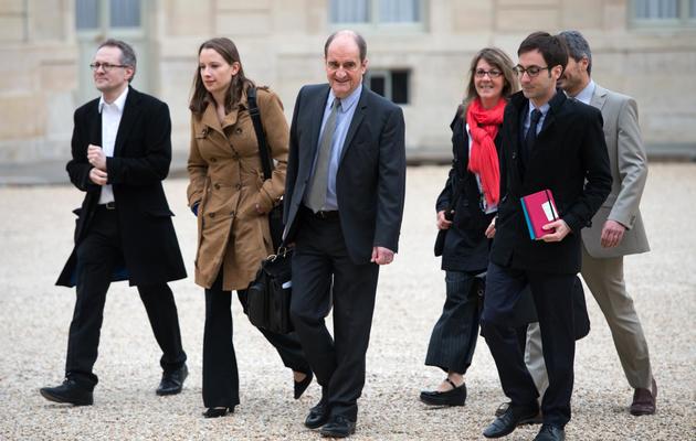 Le journaliste Pierre Lescure arrive à l'Elysée le 13 mai 2013 pour remettre son rapport sur la politique culturelle française à l'heure du numérique au président François Hollande [Bertrand Langlois / AFP]