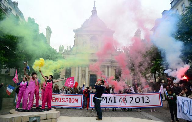Manifestation contre le mariage homosexuel devant le Panthéon, à Paris, le 16 mai 2013 [Martin Bureau / AFP]