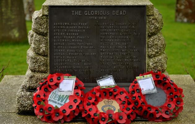 Un monument aux morts de la Première guerre mondiale, à Biddenden, dans le sud de l'Angleterre, le 23 janvier 2014 [Ben Stansall / AFP/Archives]