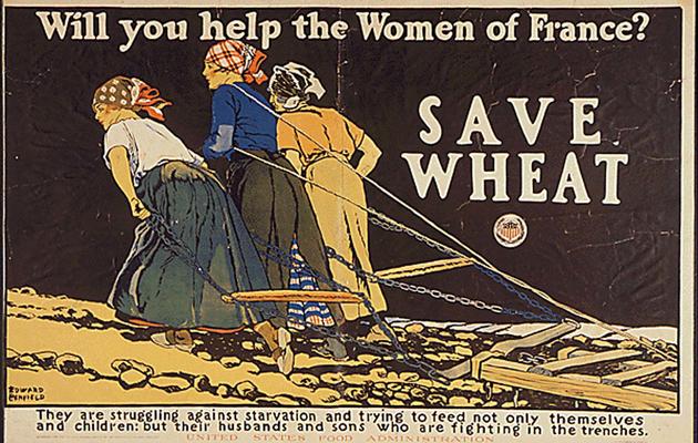 Une affiche de 1917 aux Etats-Unis incitant à un effort de solidarité avec  femmes françaises pendant la Première guerre mondiale [ / Archives nationales américaines/AFP]