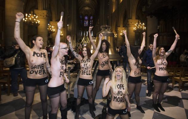 Les Femen dans la cathédrale de Notre-Dame de Paris, le 12 février 2013 [Joel Saget / AFP/Archives]