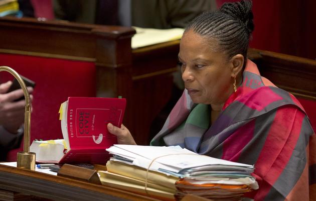 Christiane Taubira lors du débat sur le mariage homosexuel le 4 février 2013 à l'Assemblée nationale à Paris [Joel Saget / AFP/Archives]